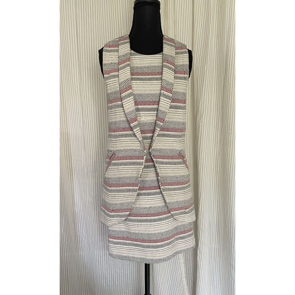 BCBGeneration Womens Striped Tweed Dress & Vest Set Size 6 Mini 2-Piece Outfit
